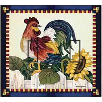 Roosters Double Toggle Peel and Stick Switch Plate Cover: 2 Units