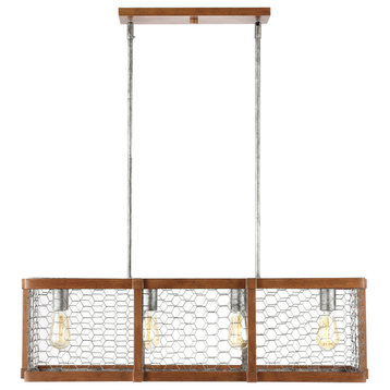 JONATHAN Y Lighting JYL7519 Gaines 4 Light 35"W LED Chandelier - Brown / Silver