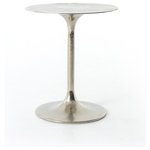 Four Hands - Tulip Side Table-Raw Nickel - Time to shine. Textural cast aluminum finished in raw nickel adds modern glamour to the tulip table. Sized to nestle beside a sofa or between two chairs.