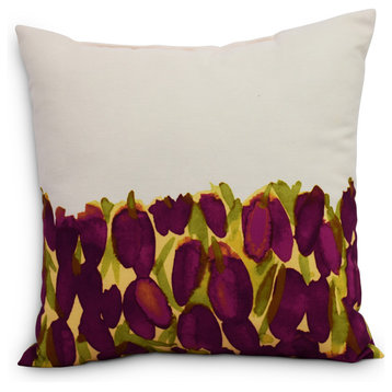 Sunset Tulip Floral Decorative Outdoor Pillow, Purple, 16"
