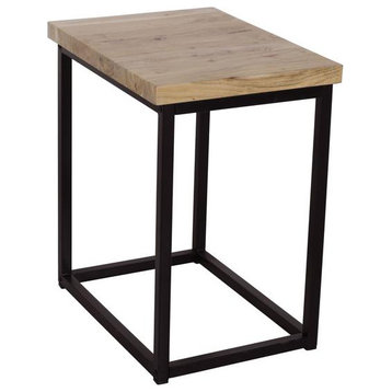 Ames Solid Wood Modern Chairside End Table in Natural and Black