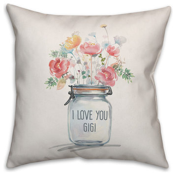 I Love You Gigi Bouquet 18x18 Throw Pillow