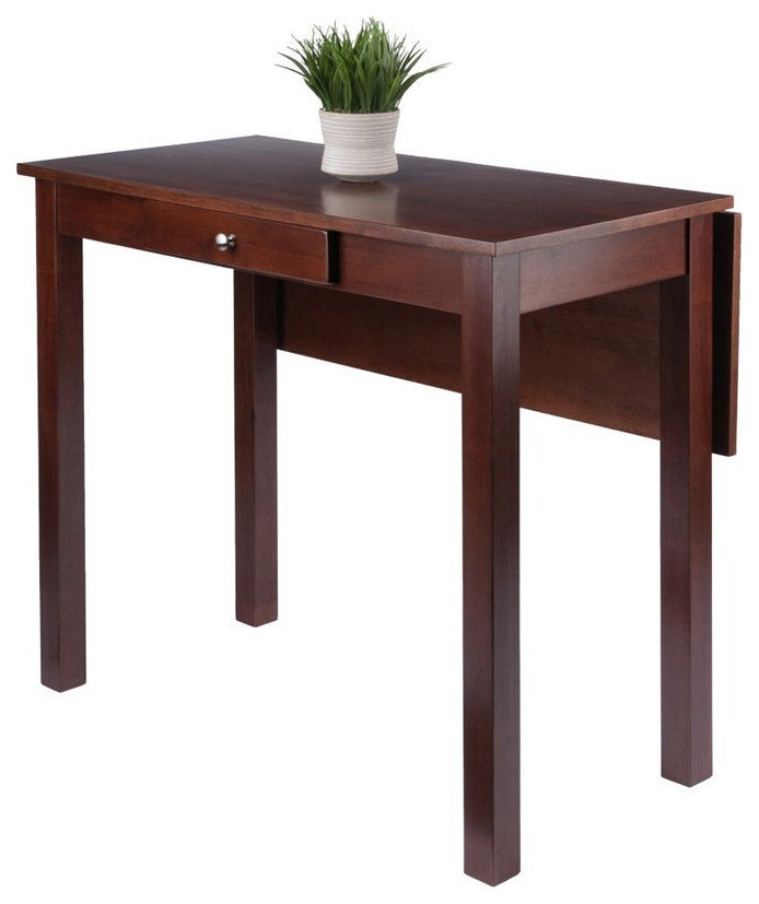 Winsome Perrone 40" Drop Leaf Transitional Solid Wood Dining Table in ...