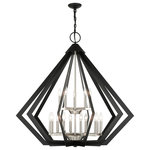 Livex Lighting - Black Geometric, Contemporary, Prismatic, Casual Foyer Chandelier - Influenced by modern industrial style, the Prism 15-light 2-tier grande foyer chandelier shown in a black finish with a brushed nickel finish cluster has a striking eponymous prismatic shape. Sleek and contemporary, it is ideal for modern, contemporary or industrial style interiors.  With low upkeep requirements, this dramatic light will not disappoint.