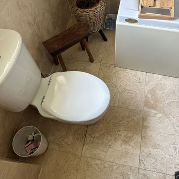 Renovating Travertine Bathroom Floor Tiles in Magor Newport