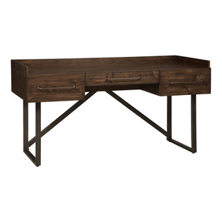 Hollander SOLID WOOD Contemporary 60 inch Wide Desk in Medium Saddle Brown