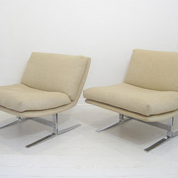 Pair Mid-Century Slipper Chairs on Chrome Base - SOLD - Furniture