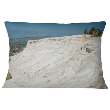 Panoramic View of Pammukale Modern Seascape Throw Pillow, 12"x20"