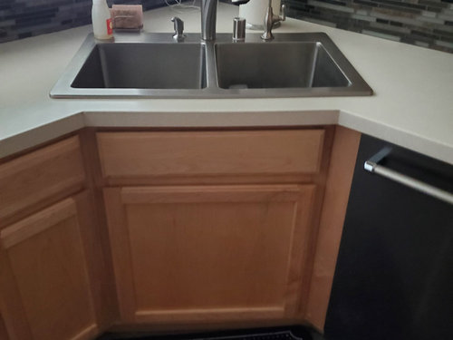 Corner Kitchen Sink Cabinet With Narrow Opening