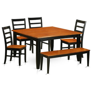 Atlin Designs 6-piece Wood Dining Set with Bench in Black/Cherry