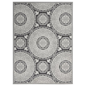 Nourison Calobra 63x87" Polyester and Polypropylene Area Rug in Gray