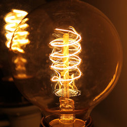 Edison Light Bulb - Round Spiral Filament Edison Light Globe- Round Spiral Fila - Incandescent Bulbs