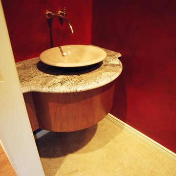 Unique Cherry Wood Bowed Sink Vanity