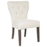 OSP Home Furnishings - Andrew Dining Chair, Cream With Gray Brushed Legs - The traditionally classic Andrew Dining Chair provides premium comfort and lasting beauty to every home. Our accent chair with solid wood legs and button tufted back, will be at home around the dining room table, as well as any writing desk. Available in several chic fabric choices that will pair seamlessly with traditional, contemporary, cottage or rustic farm-style decor. High performance easy care fabric, and woodblock construction ensures long-lasting durability. Relax with the joy of simple assembly.
