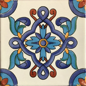 Cordoba Talavera Mexican Tiles, 2"x2" Tiles, Set of 36