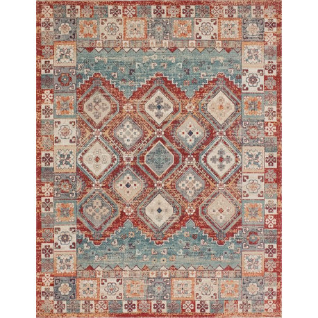 Noori Rug Low-Pile Guy Red/Green Rug