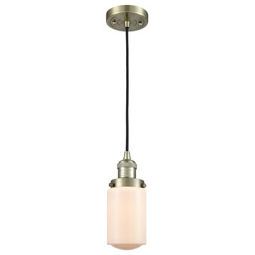 Innovations Dover Mini Pendant, Amber/Brass/Frosted Schoolhouse, 201C-AB-G311