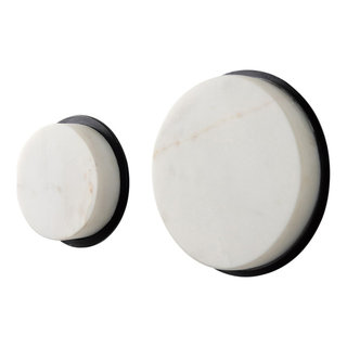Sophia White Marble Wall Hooks, 2-Piece Set - Transitional - Wall Hooks ...