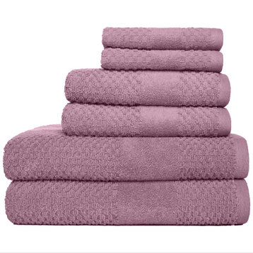 Hyped Honeycomb 6 Piece Bath Towel Set, Wistful Mauve