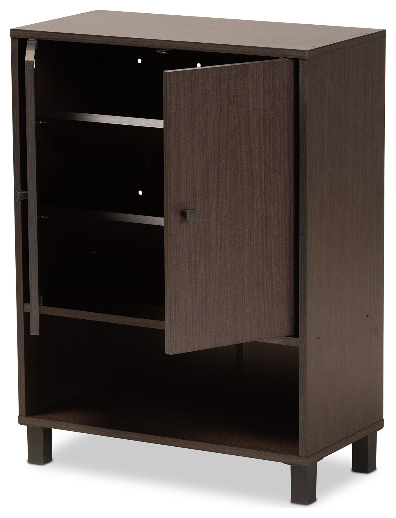 Rossin Dark Brown Wood 2-Door Entryway Shoe Storage Cabinet with Bottom ...