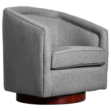 Dean Club Style Barrel Accent Armchair, Gray Fabric