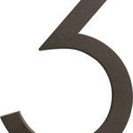 moderndwellnumbers - Modern Font House Number, Bronze, 8", Number 3, Modern Font - Each modern house number comes with a bronze powder coat finish  that will help withstand extreme weather conditions. Numbers are cut using our own waterjet cutter. Installation hardware, mounting template, & instructions included.