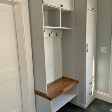 Small Boston Area Mud Room and Bench With Storage and Crown Molding