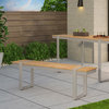 Mora Outdoor Faux Wood and Aluminum Dining Bench, Natural/Silver, Single