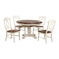 Sunset Trading - 5-Pc Butterfly Leaf Dining Set with Napoleon Chairs - Dining Sets