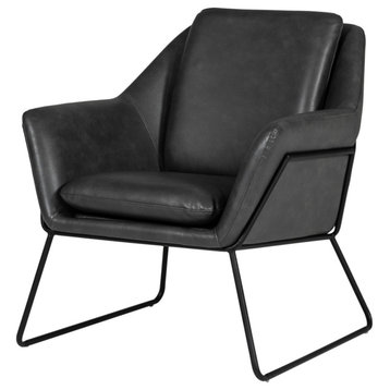 Modrest Jennifer Industrial Dark Grey Eco-Leather Accent Chair