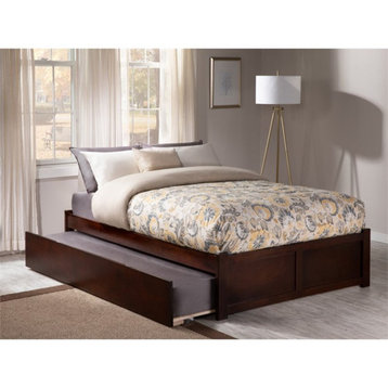 AFI Concord Queen Platform Panel Solid Wood Bed with Trundle in Walnut