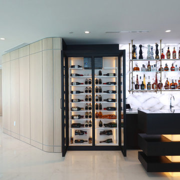 White Lacquered Metal and Acrylic Wine Racking - Sunny Isles Beach, FL