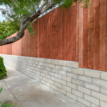 Camarillo Retaining Wall, CMU Block Wall, Wood Fencing
