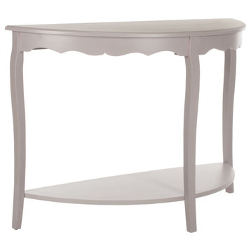Classic Console Table, Pine Frame With Curvy Legs & Half Moon Top, Quartz Gray
