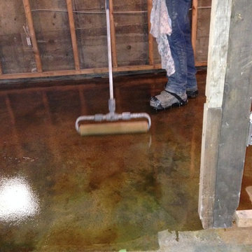 Acid Staining Concrete in Basement