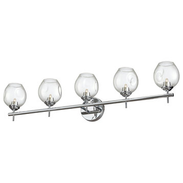 5 Light Halogen Vanity Polished Chrome with Clear Glass