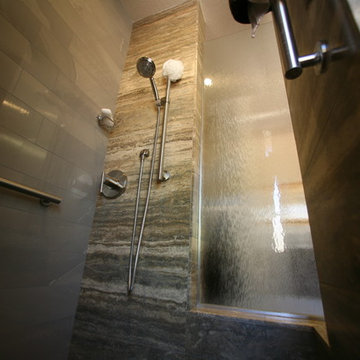 Vein-cut Travertine Shower Walls