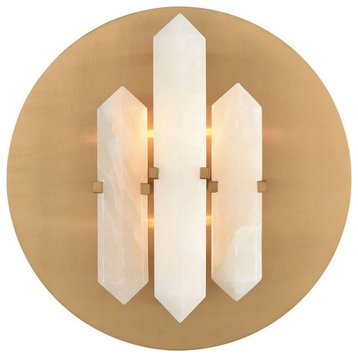 Unique Two Light White Crystal Aged Brass Accent In White/Aged Brass Finish