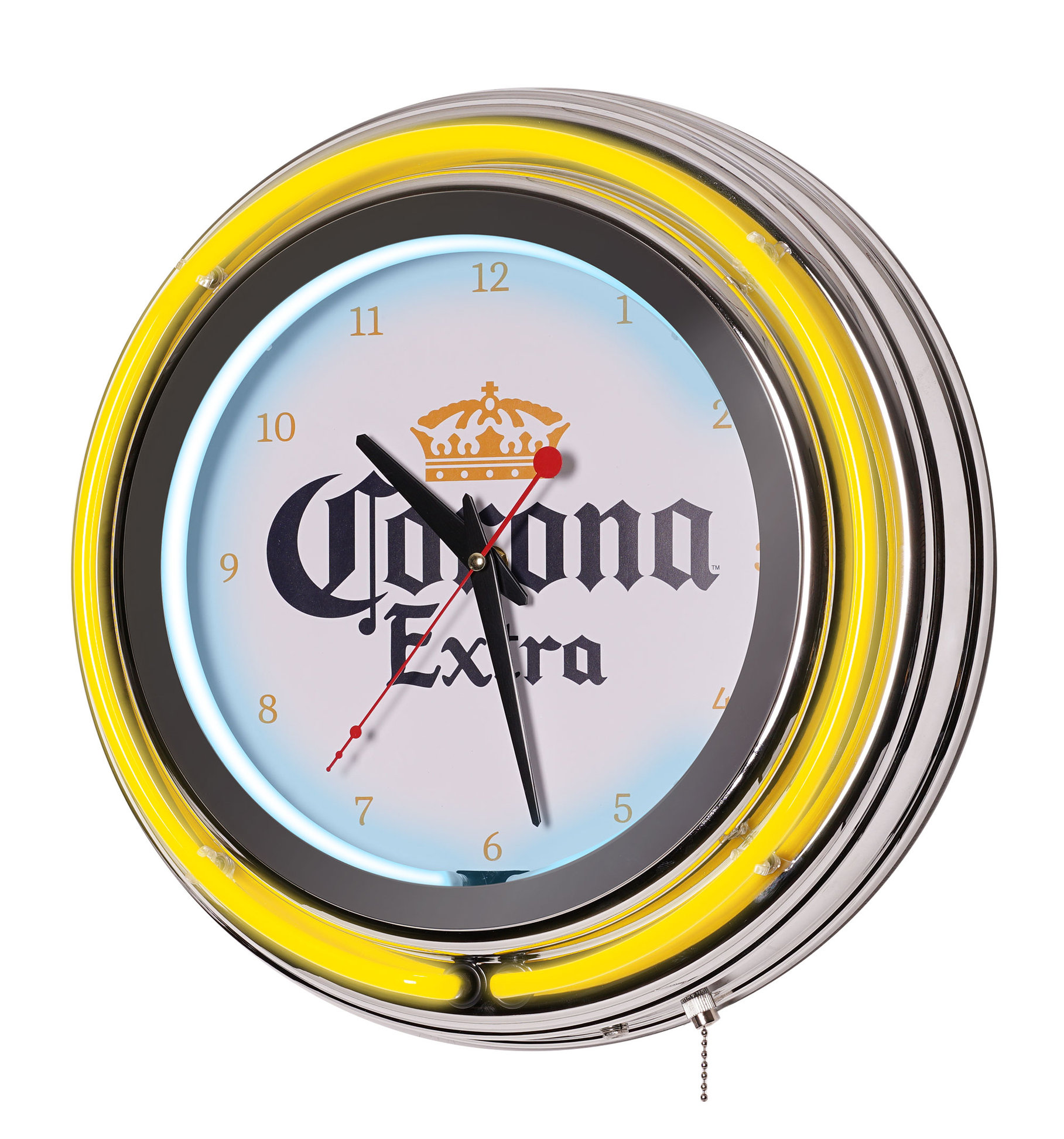 Corona Retro Round Neon Wall Analog Clock with Pull Chain - 14.5 ...