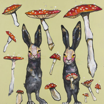 "Amanita Muscaria Mushrooms - Putty" Canvas Wall Art by Eli Halpin, 10"x10"