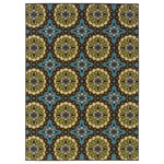 Newcastle Home - Coronado Indoor and Outdoor Floral Blue and Brown Rug, 5'3"x7'6" - Coronado is a striking new indoor/outdoor collection in trend-forward shades of indigo and Mediterranean blue and bright lime green.  Simple, sophisticated patterns come alive with tons of texture and pops of bright color.  It is a collection of high-style, high durability rugs that are perfect for the outdoors or for any room in the home.  Machine made of 100% polypropylene.