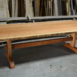 Live Edge Dining Table - Bookmatched Curly Cherry - Dining Tables