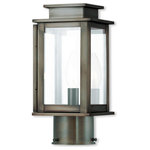 Livex Lighting - Princeton 1-Light Post Lantern, Vintage Pewter - The Princeton collection is a fresh interpretation on the classic English pocket lantern.  Hand crafted solid brass, our Princeton fixtures are built for lasting beauty. This outdoor post light features a vintage pewter finish and clear glass. This old world charm is built to last.