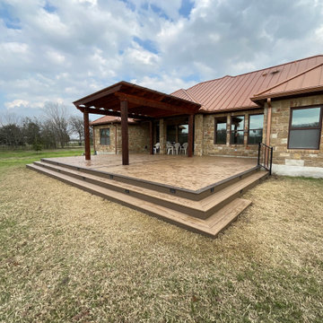 Cedar pergola and composite deck with lighting