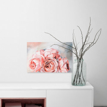 "Pink Rose Bouquet" Painting Print on Wrapped Canvas