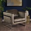 GDF Studio Catherine Velvet Club Chair With Stainless Steel Frame, Gray/Chrome