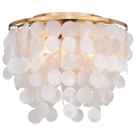 Vaxcel Lighting C0285 Elsa 3 Light 16"W Flush Mount Capiz Shells - Natural