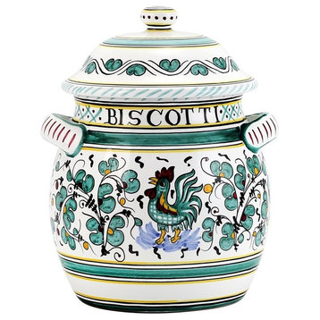 Orvieto Green Rooster Traditional Biscotti Jar