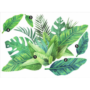 Green Watercolor Tropical Leaves XL Giant Wall Decals