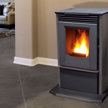 P4 Freestanding Pellet Stove with Modern Grey Side Panels